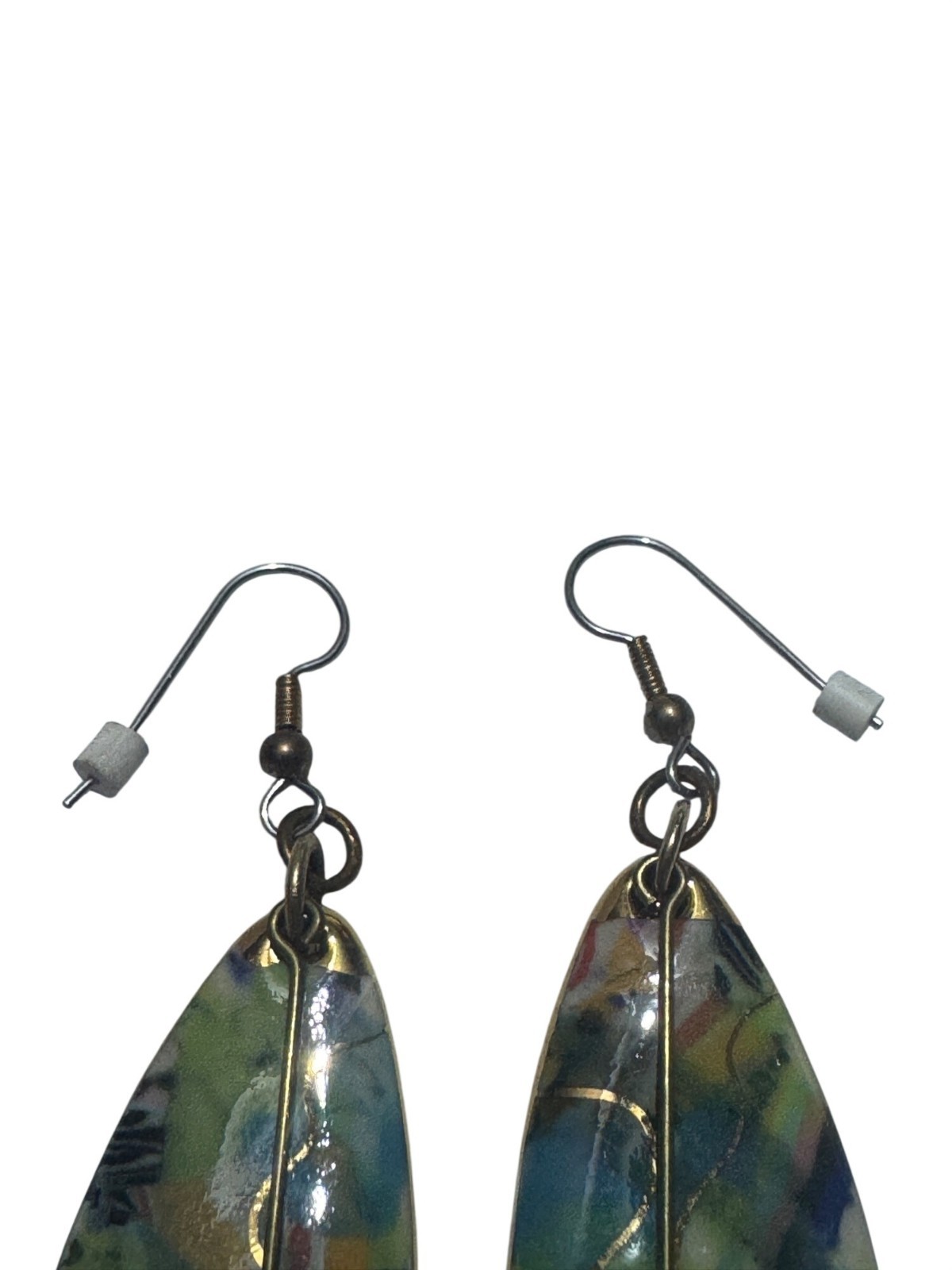 Handcrafted Dangle Earrings Abstract Multicolor W… - image 3