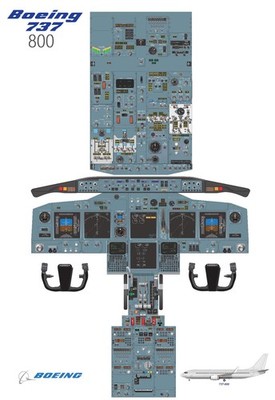 Boeing 737-800 Cockpit poster 24in x 36in