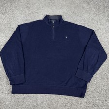 Polo Ralph Lauren Sweater Mens XL Navy Quarter Zip Pullover Cotton Knit Logo