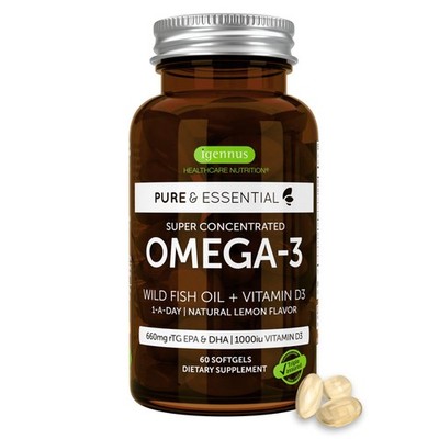 Igennus Advanced rTG Omega-3 IFOS Certified Wild Fish Oil & Vitamin D3, 1-a-D...
