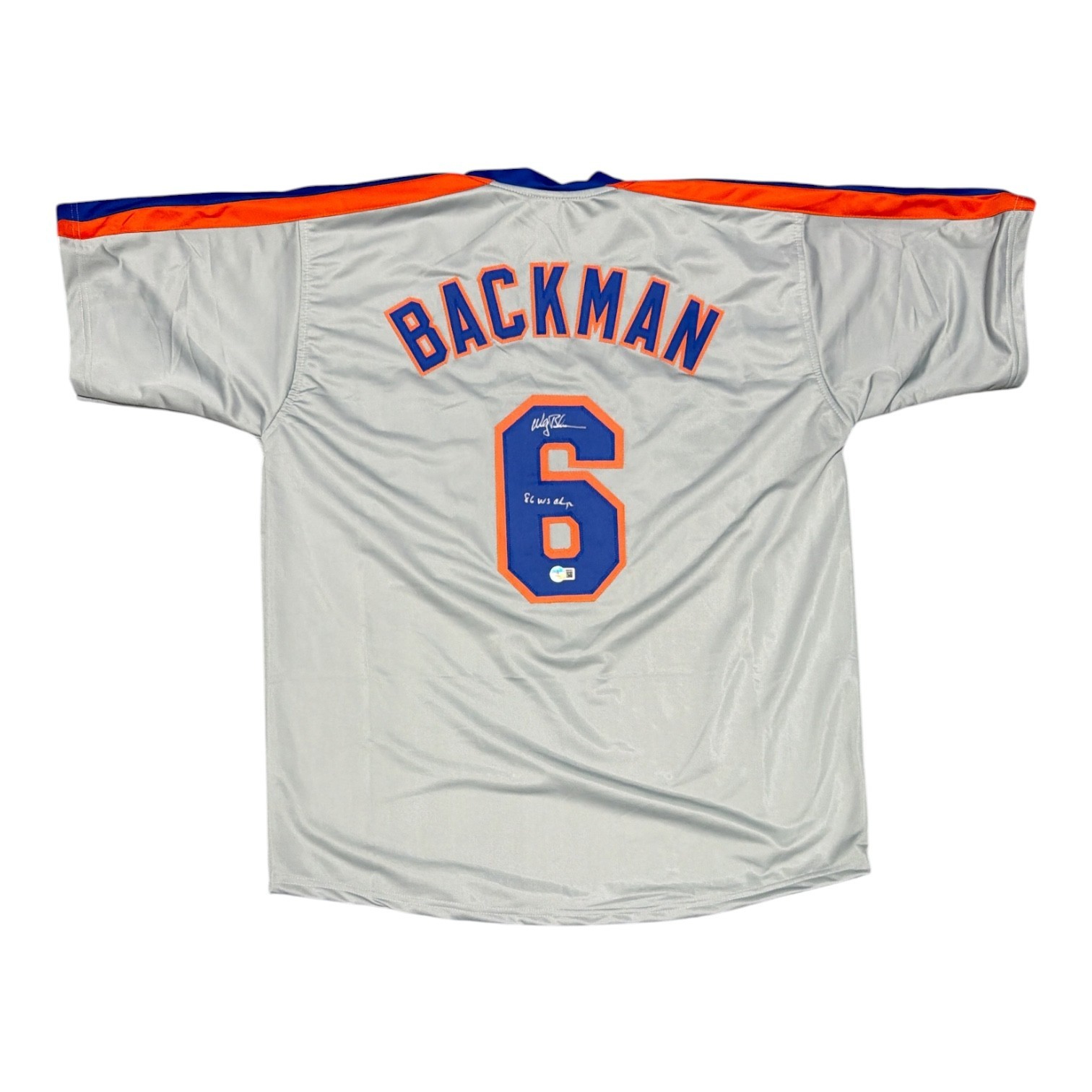 Wally Backman Signed Mets Custom Jersey w/ 86 WS Champs Beckett Wit BAS COA