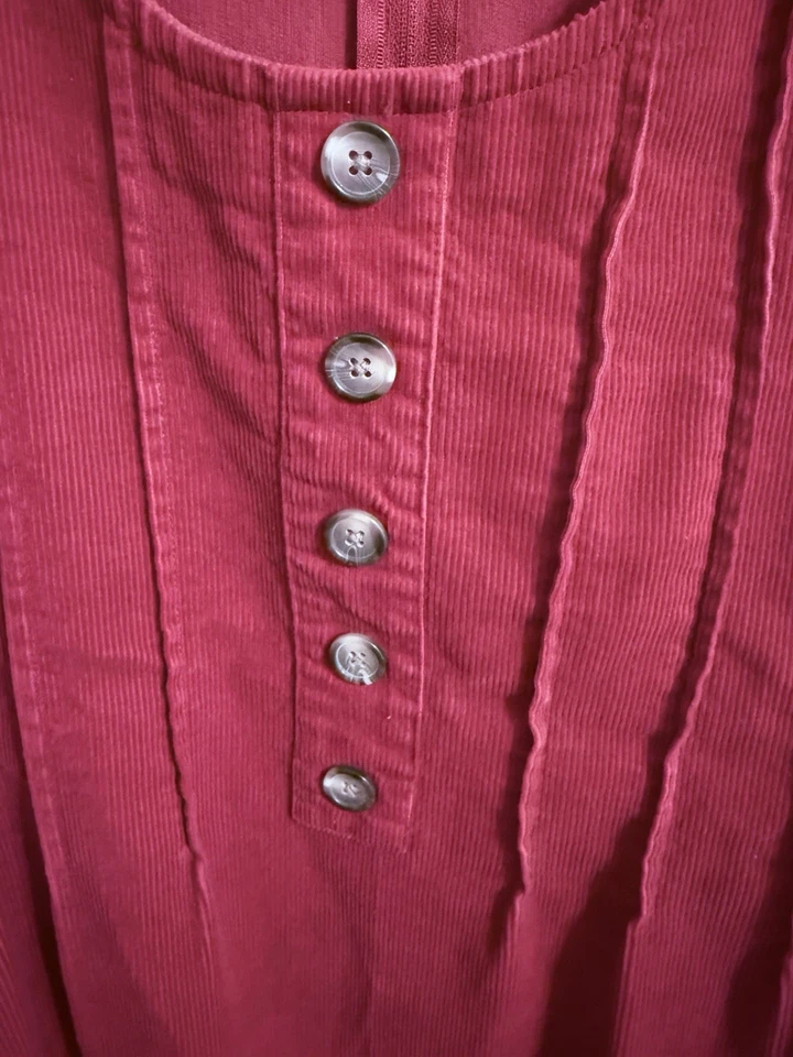 Blair Jumper Dress SML Corduroy Pintuck Forest Green Boho Cottage Country Farm - Image 3 of 4