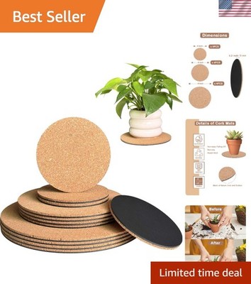 12 Pcs Cork Plant Coasters & Saucers 4/6/8 Inch   Absorbent Round Mats for In...