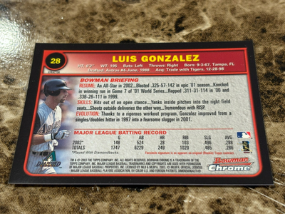 LUIS GONZALEZ 2003 Bowman Chrome X-Fractor #28 Diamondbacks | eBay