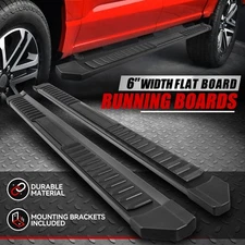 For 22-24 Ford F150 Super Crew Cab Black 6" Flat Side Step Bar Running Boards