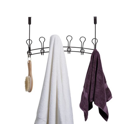 Over Door Towel Rack 6 Hook Mainstays SnugFit Robe Holder Bronze Organizer