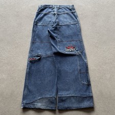 Vintage JNCO Carpenter Blue Lowpocket Denim Embroidered Crown Baggy Jeans 31x30