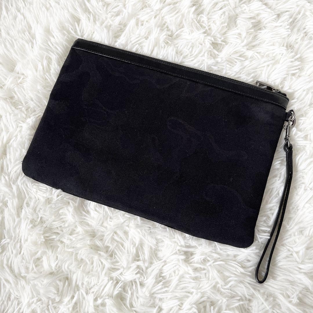 Borsa pochette Saint Laurent Rive Gauche mimetica tela pelle nera