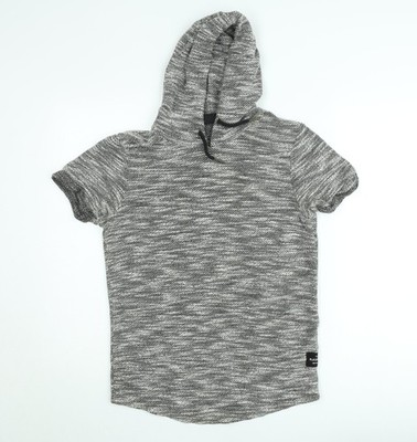 FSBN Herren Hoodie Sweatshirt Grau Kurzarm Slim Fit Größe S
