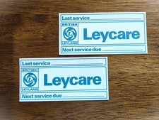 Pair Of Leycare Service Reminder Labels British Leyland Triumph Mg Reproduction