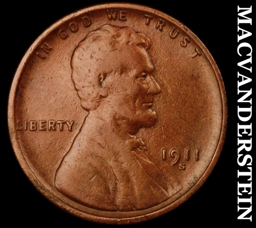 1911-S Lincoln Wheat Cent- Very Fine Semi Key Date No Reserve #i8908