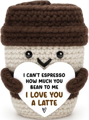 Crochet Coffee Mug Gift for Couples I Love You Valentine Birthday Anniversary