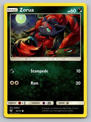 Zorua 52/73 Common Shining Legends Pokemon Lightly Played