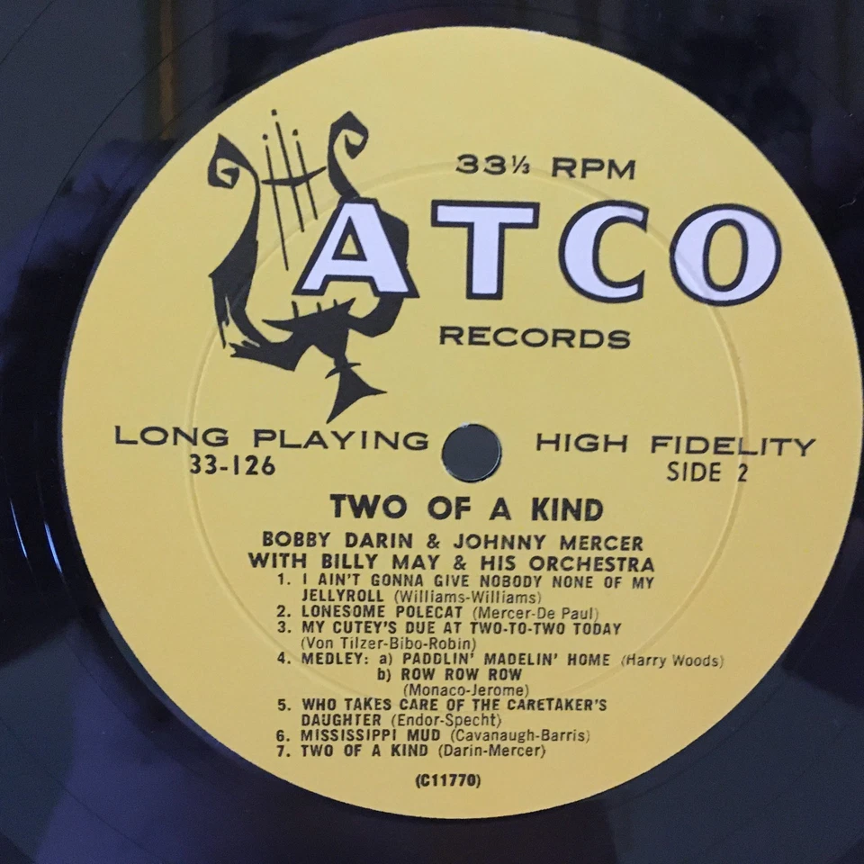 Bobby Darin & Johnny Mercer Two Of A Kind 1961 12" 33 RPM Vinyl LP Big Band Jazz - Image 4 of 4