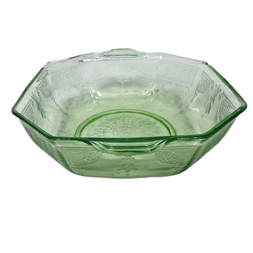 Vintage Anchor Hocking Princess Uranium Glass Serving Bowl Tab Handles Glows UV - Picture 2 of 16