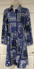 Talbots Weekend Shirt Dress Bandana Print Size 10 Blue