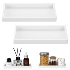 2 Pack Silicone Bathroom Tray 7.9" Vanity Tray, White