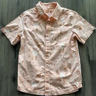 Boys Hurley Peach Aloha Floral Hawaiian Button Down Shirt Medium M 10-12 Years