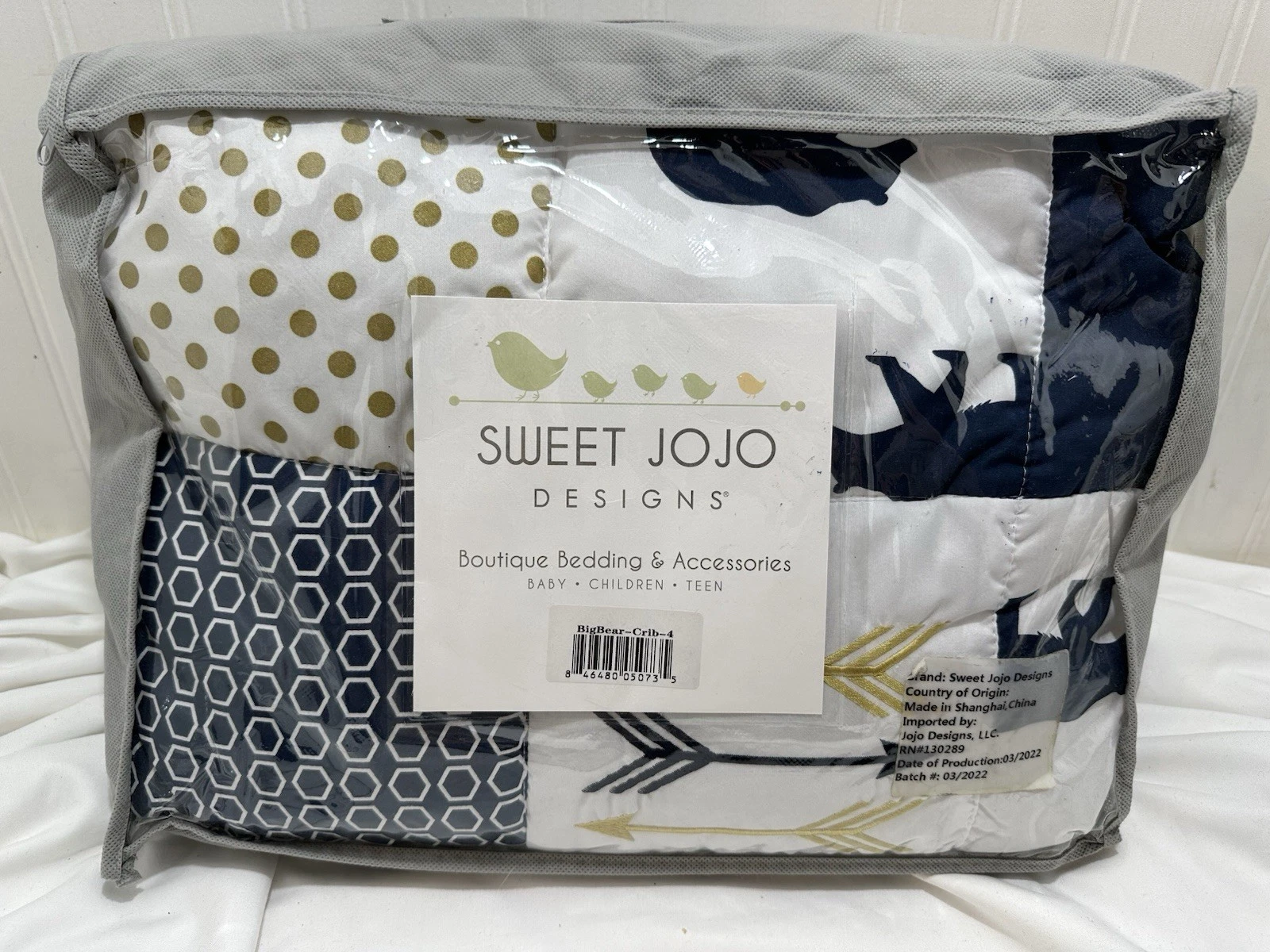 Sweet Jojo Designs Crib Bedding Set - Blue & Gold Mod Bear Arrows Polka Dots