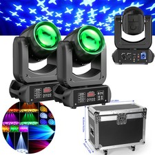 2X 150W LED Moving Head Beam Light DMX512 DJ Party Gobo 18 Prism Lighting W/Case