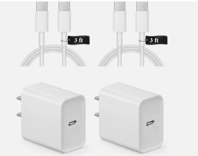 2 Pack 20W USB C Wall Charger Block and Type C to C Cable Compatible with iphone