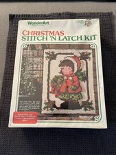 Vintage WonderArt DUETTO DI NATALE Chiusura Gancio Tappeto Kit Stitch 'n Latch #4501 SIGILLATO