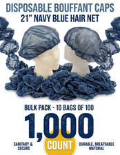 Disposable Bouffant Caps 21" Navy Blue Hair Net 1,000 Count