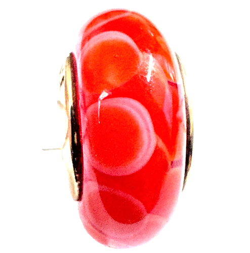 Rare PANDORA Retired Orange Lotus Murano Glass Bead with 14K Gold ...