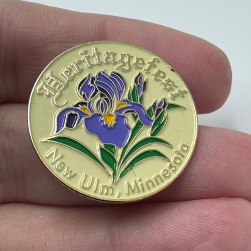 1998 Heritagefest New Ulm Minnesota Iris Flower Enamel Lapel Pin