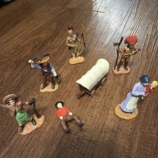 Safari LTD 7 Toy Figure LOT Western Cowboy Indians Anne Oakley Pioneer Vintage