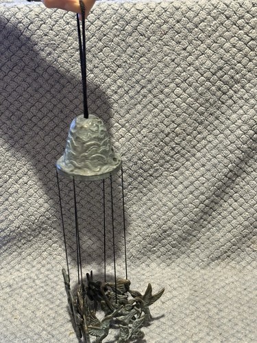 Vintage Brass Hummingbird Bell Wind chimes - Picture 7 of 10