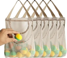 5 Pack Hanging Mesh Onion Bags: Reusable Net Storage Produce Bags (Double Open P