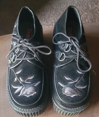 Demonia Creeper Black Leather Platform Shoes Women s Size 9 Goth Punk Chunky