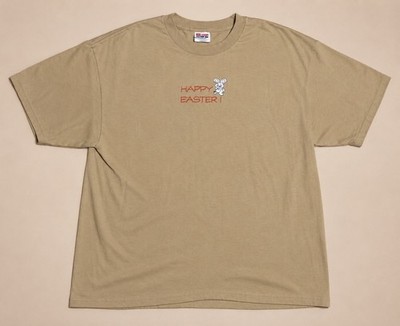 Vintage 90s Y2K Brown Happy Easter T Shirt Size XL