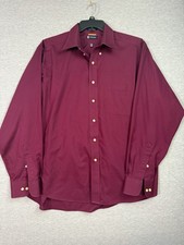 chaps dress shirt men's XL Burgundy button up front- button down collar business