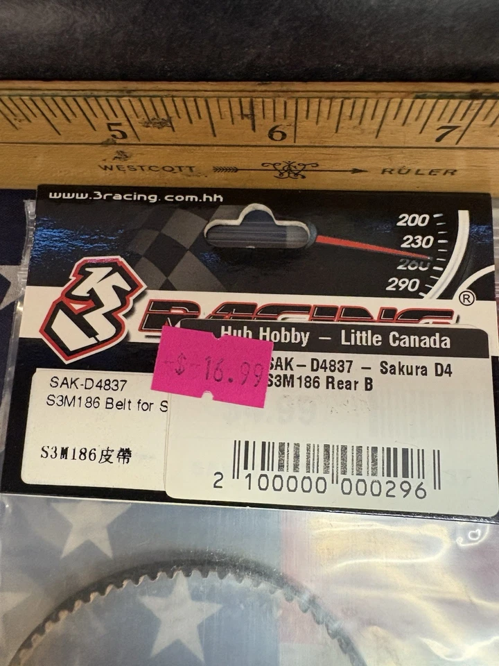 CINTURÓN 3RACING SAK-D4837 S3M186 para: SAKURA D4/186 dientes Foto 4 de 4
