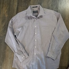 Forsyth Of Canada Button Up Shirt Non-Iron Tailored Fit 17.5 34/35 Red  Blue