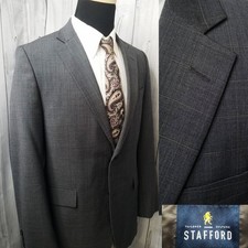 Stafford Mens Blazer 40 Gray Windowpane Sport Coat Jaclet