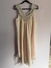 Christian Dior Vintage Pastel Peach Pink Lace Trim Ivory Sleep Chemise Nightgown