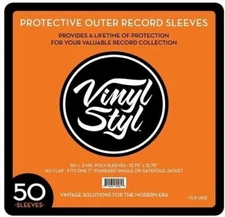 Vinyl Styl 12" Clear Plastic Outer Protective Sleeves 50ct NEW