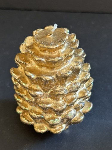 Vintage Pinecone Candles Set of 2 NIB Gold Christmas Decor - Picture 9 of 12