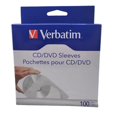 Verbatim CD DVD Paper Sleeves with Clear Window 100pk Box