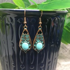 2 Bronze-tone Earring Set Bohemian Retro Drop Dangle Hook New Free Ship 7110