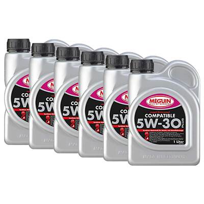 Motoröl megol Compatible SAE 5W-30 Plus Meguin 6 X 1 Liter für Opel Seat Skoda 