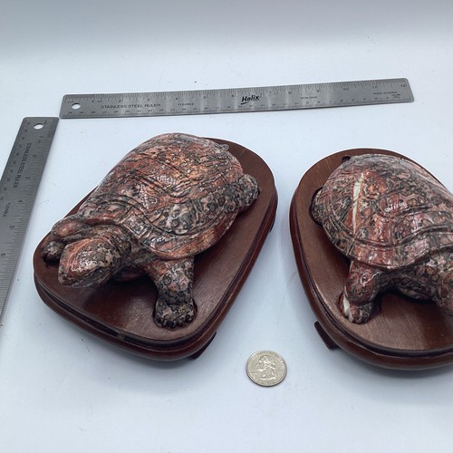 Tortugas Japón Piedra Tallada a Mano Pedestal Grande Mediados de Siglo Océano Mar 2 un. - Imagen 6 de 17