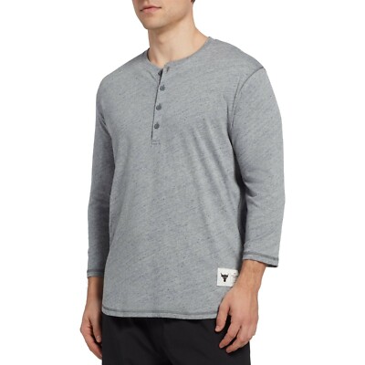 Under Armour Men's Project Rock Henley 3/4 Sleeve Shirt 1346095-012 NWT Small