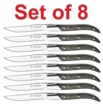 Laguiole Wood 8-piece Steak Knife Set Stainless Steel by Trudeau Pakka ✅✅✅✅✅✅✅✅✅
