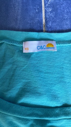 C&C California Y2K Vintage Ombré Teal Cotton Long Sleeve Fitted Top XS $68 NWT - Picture 3 of 7