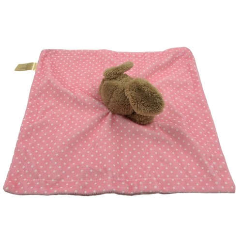 Brown Bunny Plush Pink Polka Dot Baby Lovey Easter Bunny MTY Stuffed Animal - Picture 5 of 9