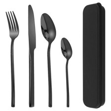 Flatware Set Portable Reusable Cutlery Set Travel Utensils Case Set Fork Spoon